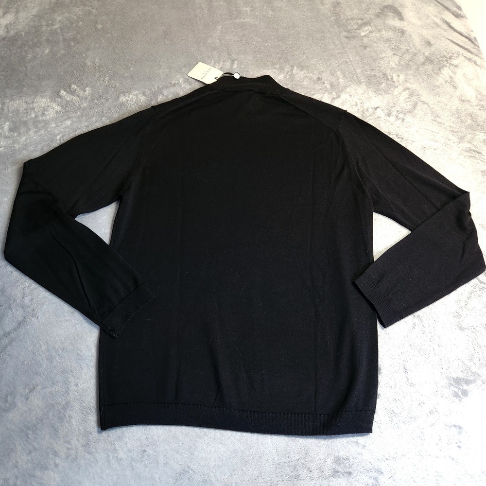 New Jack Victor Men Mock Neck Sweater M Black Italian Merino Wool Silk Tiny Flaw